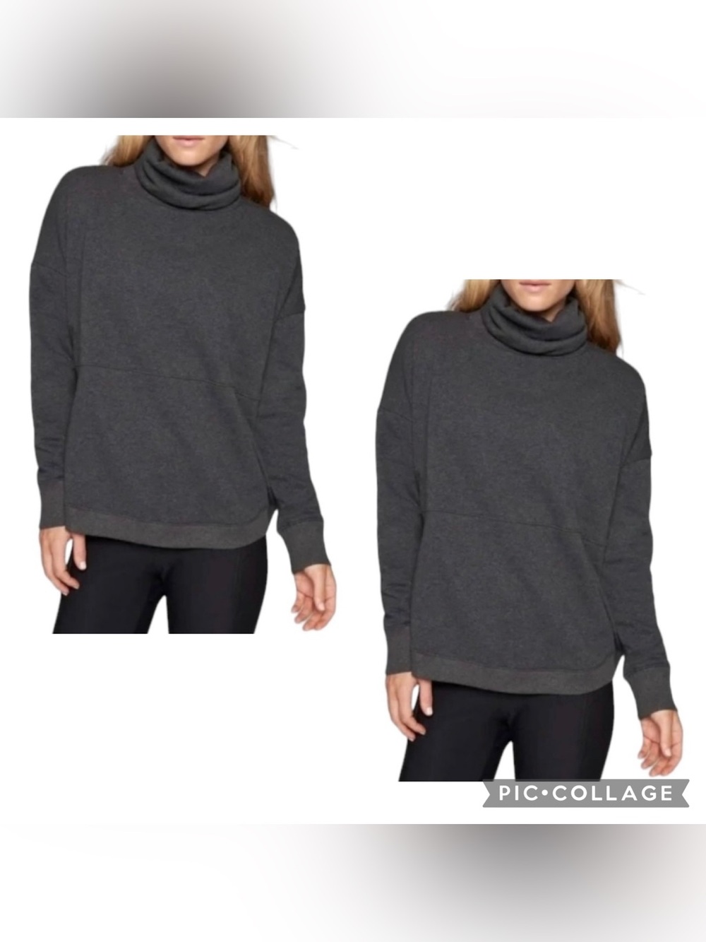 ATHLETA Women’s Gray COZY KARMA Funnel Neck Sweatshirt Warm Cozy Pockets Size XS